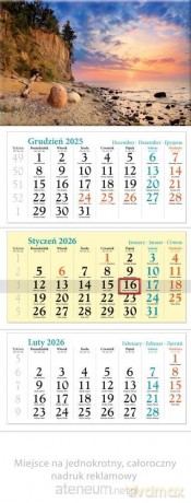 Kalendarz 2026 ścienny trójdzielny Bałtyk [KALENDARZ]