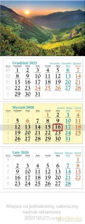 Kalendarz 2026 ścienny trójdzielny Dolina [KALENDARZ]