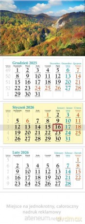 Kalendarz 2026 ścienny trójdzielny Jura [KALENDARZ]