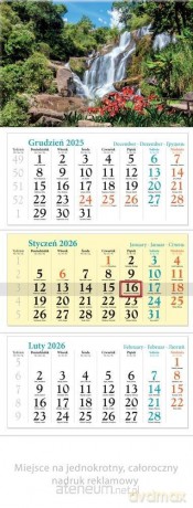 Kalendarz 2026 ścienny trójdzielny Kaskada [KALENDARZ]