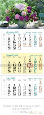 Kalendarz 2026 ścienny trójdzielny Kwiaty [KALENDARZ]