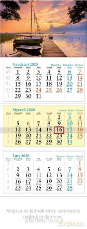 Kalendarz 2026 ścienny trójdzielny Mazury [KALENDARZ]