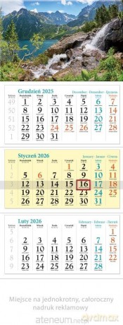 Kalendarz 2026 ścienny trójdzielny Tatry [KALENDARZ]