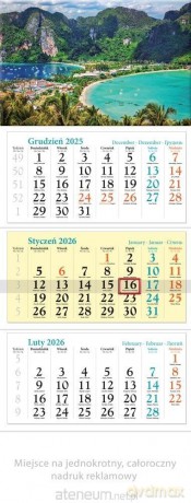Kalendarz 2026 ścienny trójdzielny Wakacje [KALENDARZ]