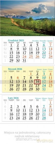 Kalendarz 2026 ścienny trójdzielny Wiosna [KALENDARZ]