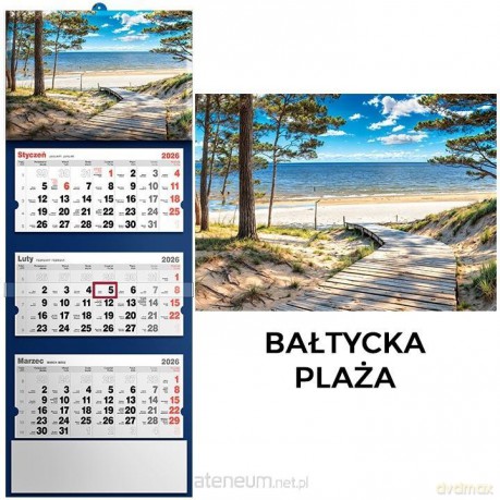 Kalendarz 2026 trójdzielny bałtycka plaża [KALENDARZ]