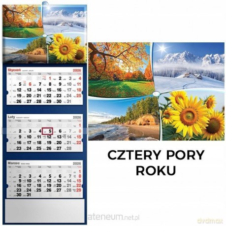 Kalendarz 2026 trójdzielny cztery pory roku [KALENDARZ]