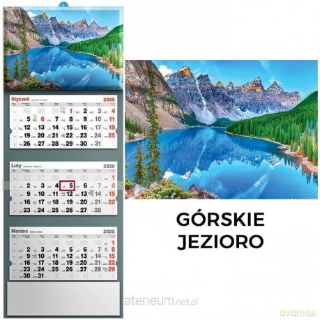 Kalendarz 2026 trójdzielny górskie jezioro [KALENDARZ]