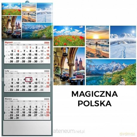Kalendarz 2026 trójdzielny magiczna Polska [KALENDARZ]
