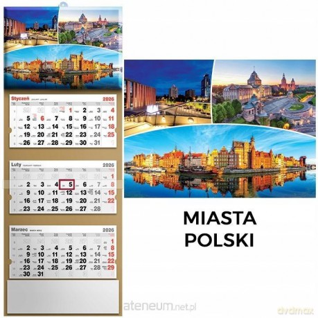 Kalendarz 2026 trójdzielny panorama polski [KALENDARZ]