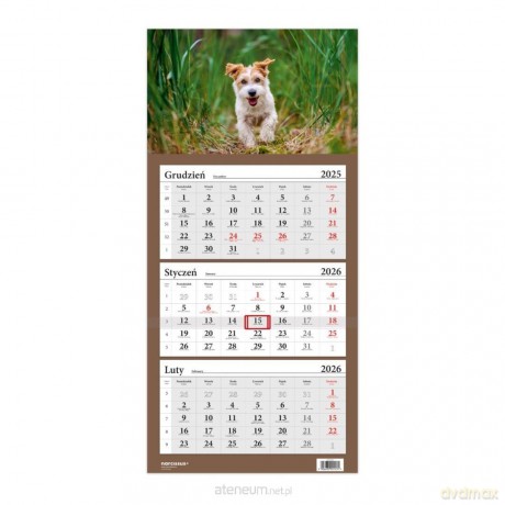 Kalendarz 2026 trójdzielny Pies terier [KALENDARZ]