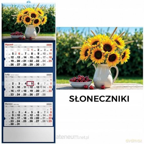 Kalendarz 2026 trójdzielny słoneczniki [KALENDARZ]
