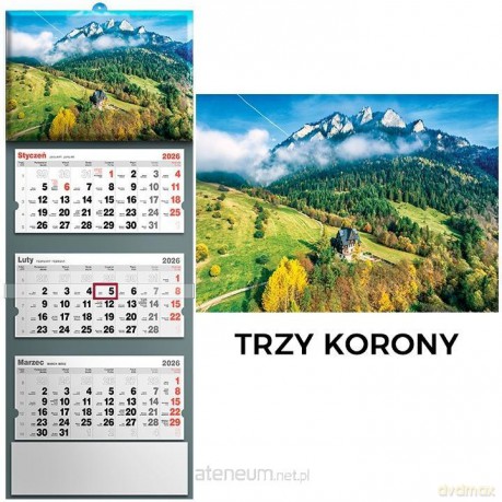 Kalendarz 2026 trójdzielny Trzy Korony [KALENDARZ]