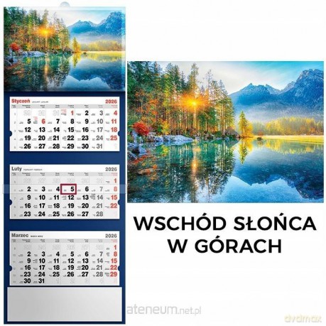 Kalendarz 2026 trójdzielny wschód słońca [KALENDARZ]