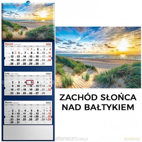 Kalendarz 2026 trójdzielny zachód słońca [KALENDARZ]