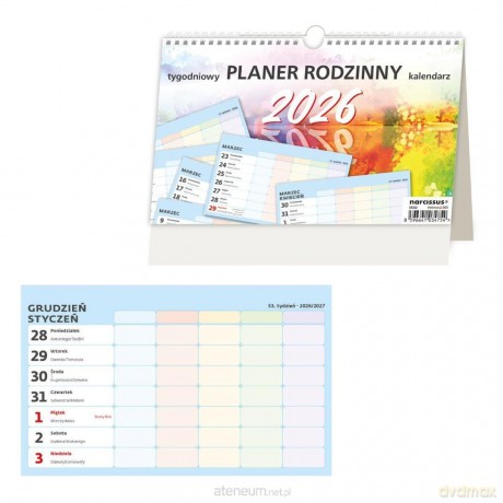 Kalendarz 2026 tygodniowy Planer Rodzinny [KALENDARZ]