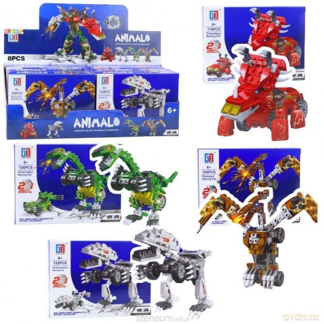 Klocki konstrukcyjne Dinozaur auto 2w1 MIX [KLOCKI]
