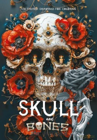Kolorowanka A4 pionowa 8 obrazków Skull czerwone