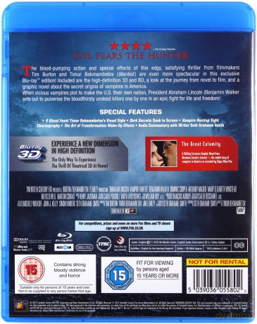 Abraham Lincoln Vampire Hunter (Abraham Lincoln: Łowca Wampirów 3D) [Blu-ray 3D]+[Blu-Ray]