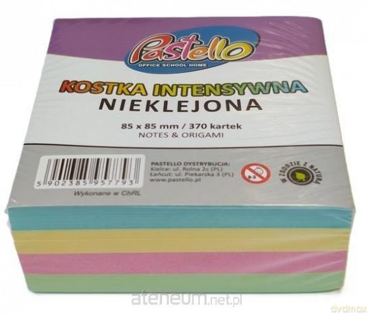 Kostka nieklejona 85x85mm 370 kartek kolorowa