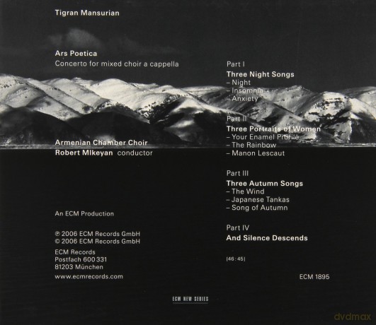Tigran Mansurian: Ars Poetica - Armenian Chamber Choir [CD]