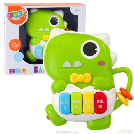 Mini pianinko Dinozaur zielony światło dźwięk