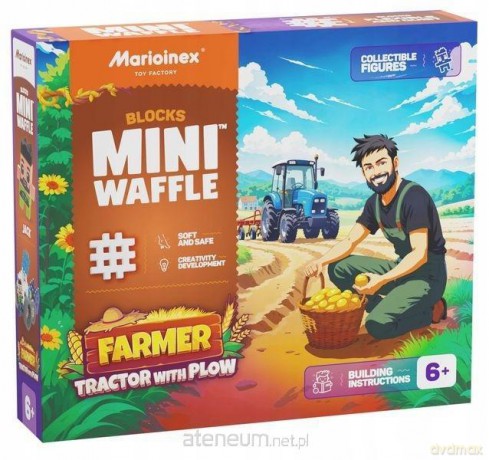 Mini Waffle 50el Farmer Traktor z pługiem [KLOCKI]