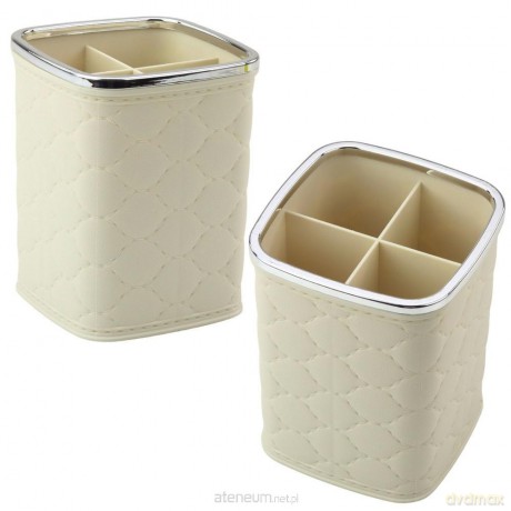 Organizer na pędzle 4 przegrody biały 12x9,5 cm