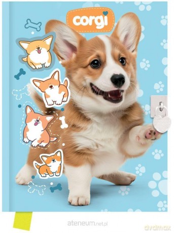 Pamiętnik z kłódką 80 kartek Corgi