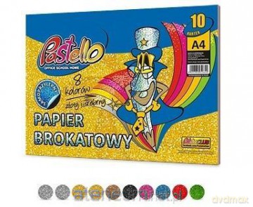Papier brokat A4 samoprzylepny 10 kartek 8 kolorów