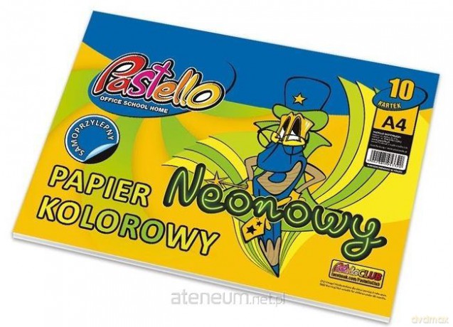 Papier kolorowy A4 samoprzylep 10 kartek neon