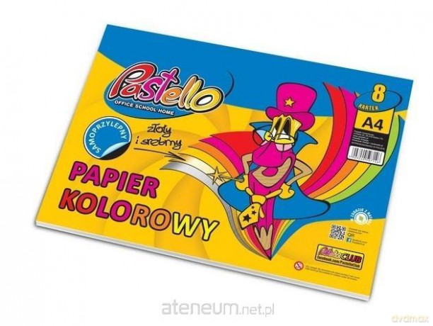 Papier kolorowy A4 samoprzylep 8 kartek błyszczący