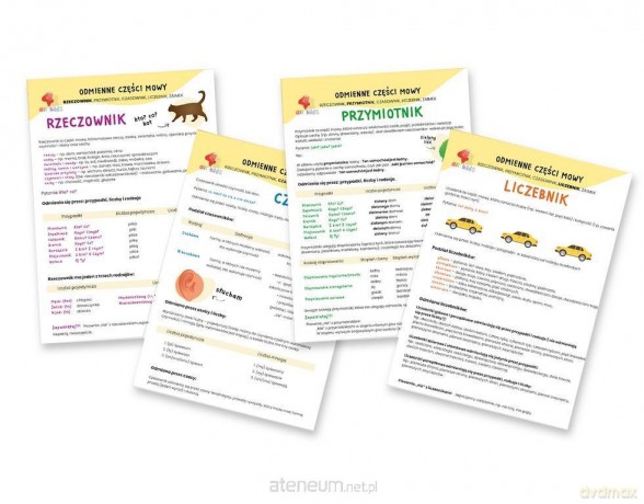 Plansze edukacyjne Odmienne części mowy A4