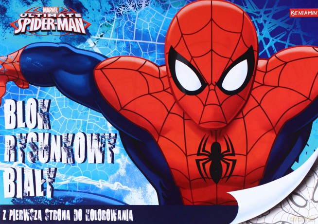 Blok Rysunkowy Biały A4/20 kartek Z Pierwsza Strona Do Kolorowania (Spider-Man) [SZKOŁA]