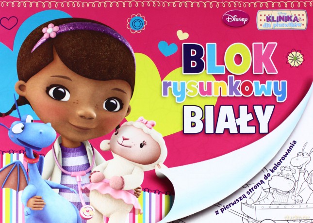 Blok Rysunkowy Biały A4/20 kartek Z Pierwsza Strona Do Kolorowania (Klinika Dla Pluszaków) [SZKOŁA]