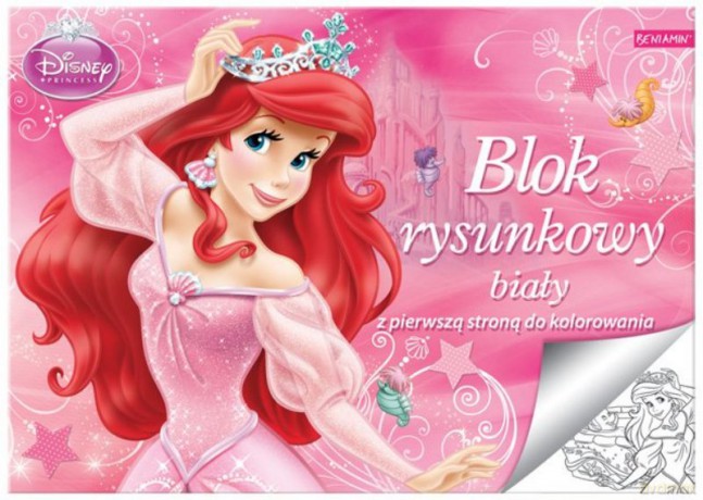 Blok Rysunkowy Biały A4/20 kartek Z Pierwsza Strona Do Kolorowania (Princess) [SZKOŁA]