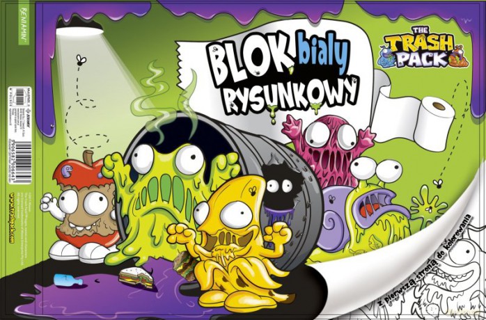 Blok Rysunkowy Biały A4/20 kartek Z Pierwsza Strona Do Kolorowania (The Trash Ppack) [SZKOŁA]