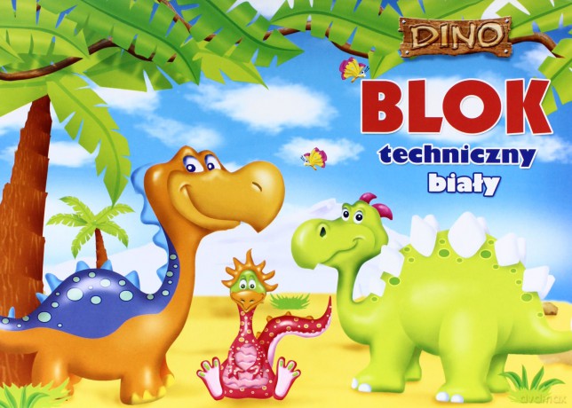 Blok Techniczny Biały A4/10 kartek Z Szablonem (Dino) [SZKOŁA]