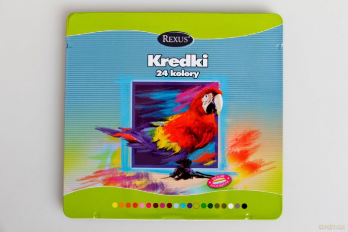 Kredki Drewniane 24 kolorów W Metalowym Pudełku (Rexus) [SZKOŁA]