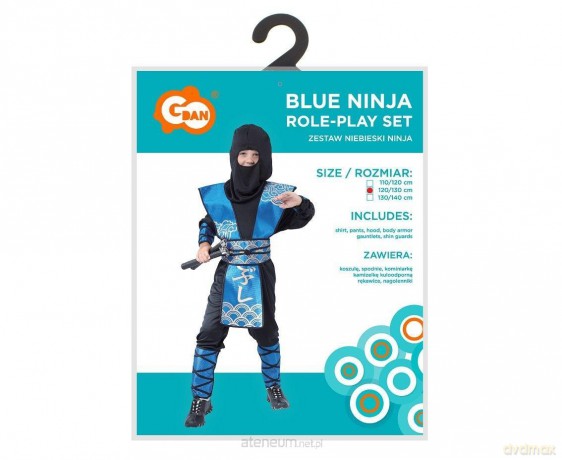 Strój dla dzieci Niebieski Ninja rozm.120/130 cm