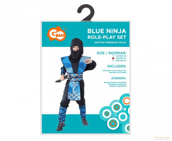 Strój dla dzieci Niebieski Ninja rozm.120/130 cm