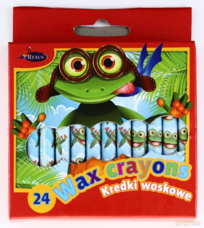 Kredki Woskowe 24 kolorów (Rexus) [SZKOŁA]