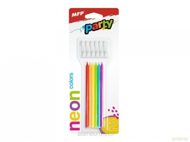 Świeczki do tortu neon 12,5 cm 12szt