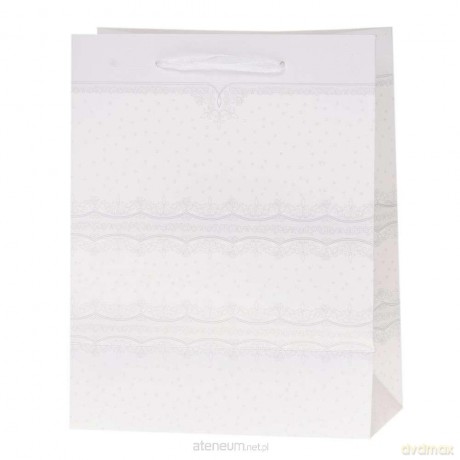 Torebka Lux 26x32x12 cm brokat biała