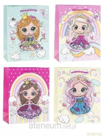 Torebka ozdobna 18x23x8 cm hot-stamp mix