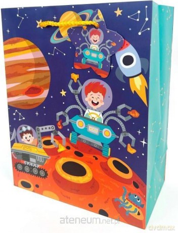 Torebka ozdobna matowa 18x23x10 cm Astronauta