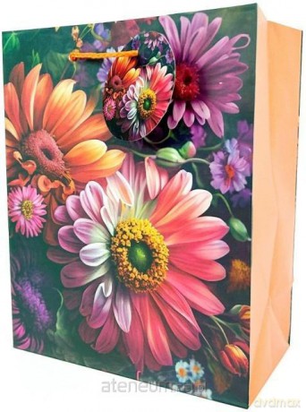 Torebka ozdobna matowa 18x23x10 cm Kwiaty
