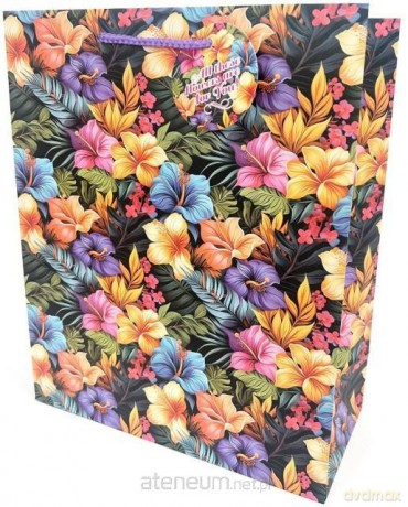 Torebka ozdobna matowa 26x32x12 cm Kwiaty
