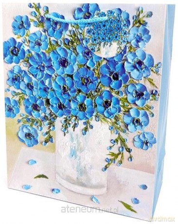 Torebka ozdobna matowa 26x32x12 cm Kwiaty