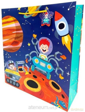 Torebka ozdobna matowa 35x37x12 cm Astronauta